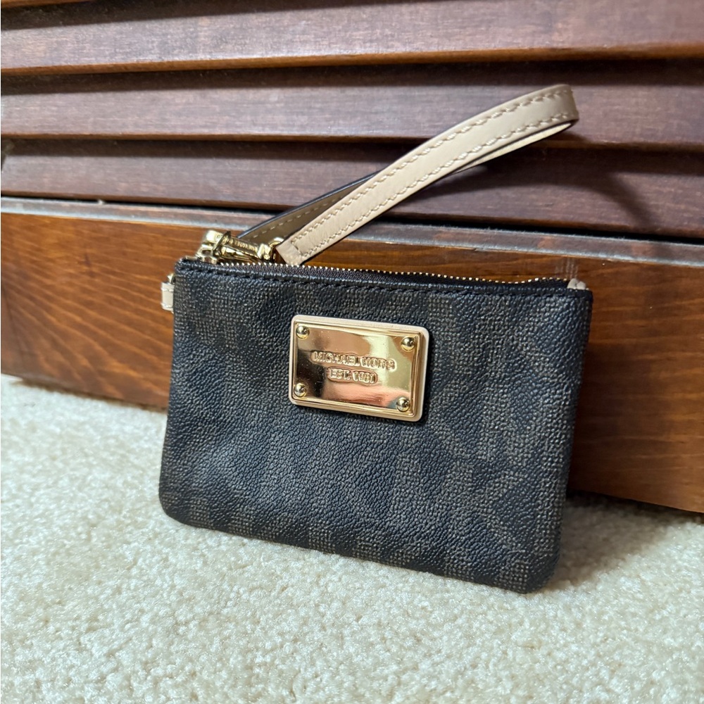 Michael Kors Brown and Gold Wristlet